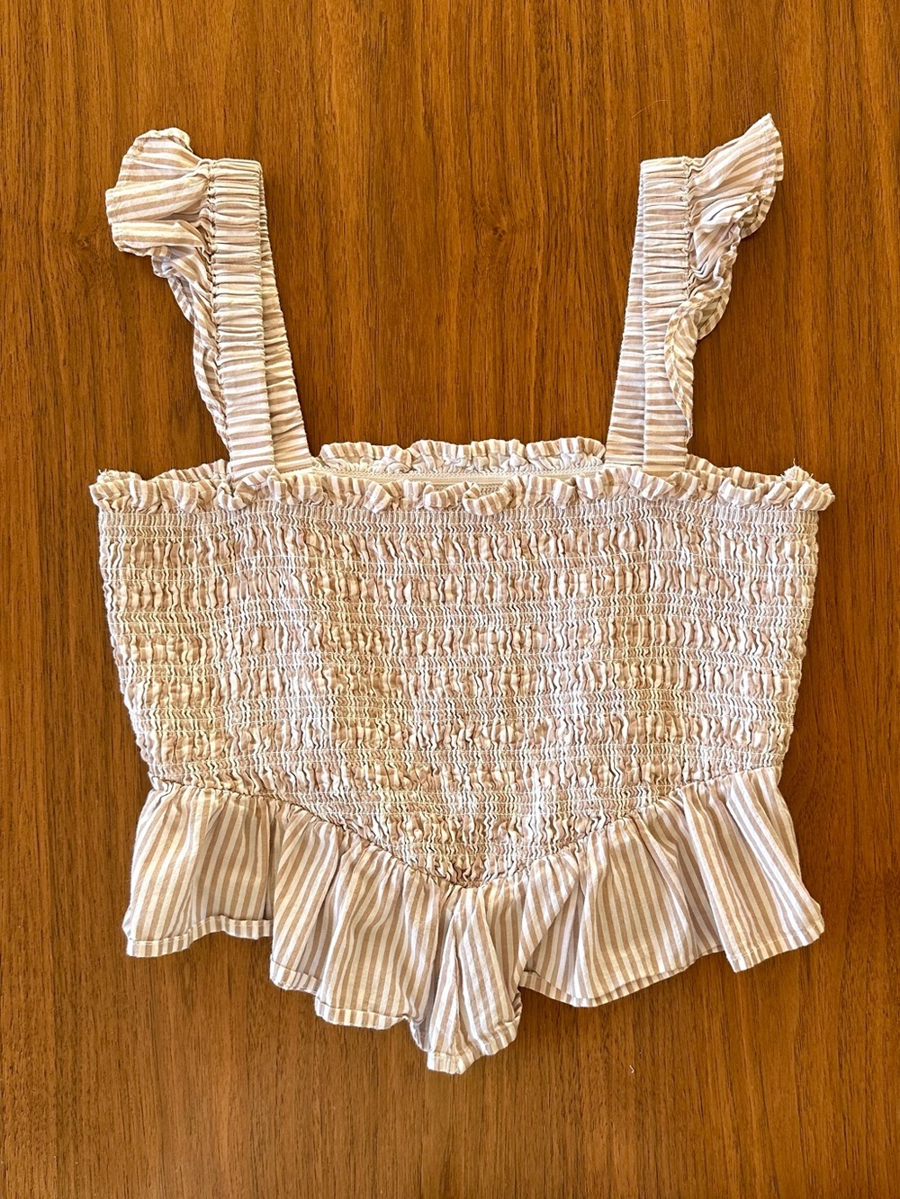 American Eagle Cotton Smocked Ruffle Tank Top - size S